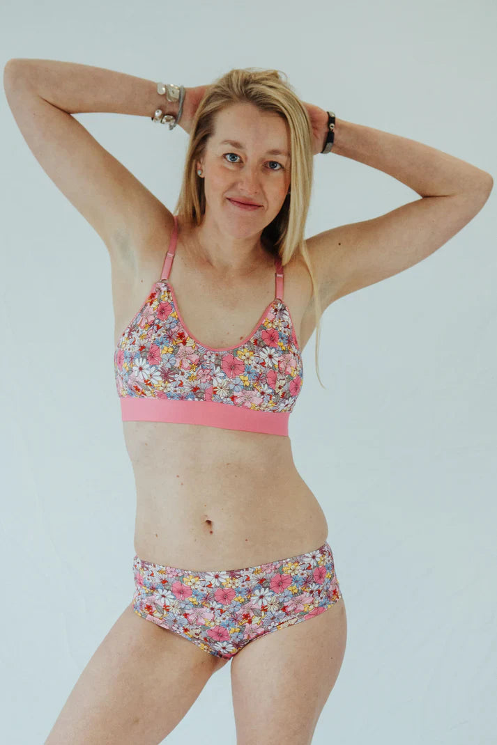 pink print bra