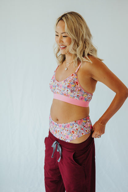 Pink Flora Print Bra and Underwear Bundle