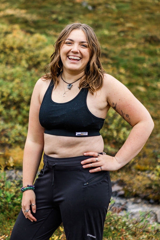 Black Core Merino Wool Sports Bra