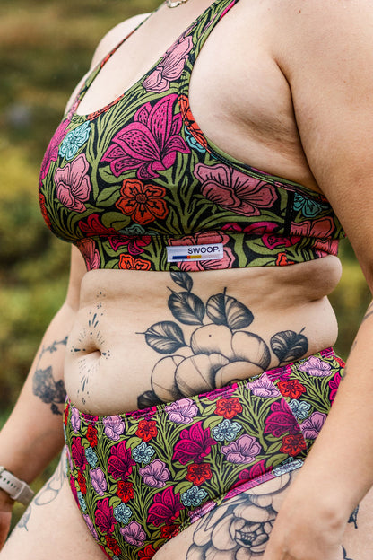 Floral Bloom Core Merino Wool Sports Bra