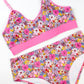 Pink Floral Print Bra